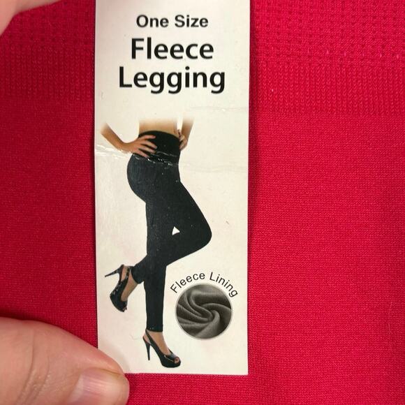 NWT Sweet Rose New York Bright Pink One Size Fleece Lined Stretch Leggings Comfy - Picture 4 of 5